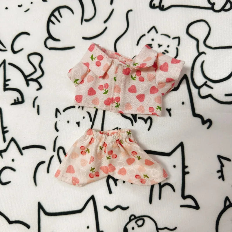 Strawberry Print Pajama Set - Clothes for Labubu Figure